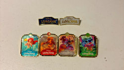 Disney Lorcana League Promo Enamel Pins Lot - Ariel, Stitch, Scar Logos - Image 1