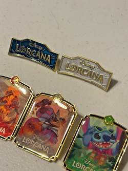 Disney Lorcana League Promo Enamel Pins Lot - Ariel, Stitch, Scar Logos - Image 2