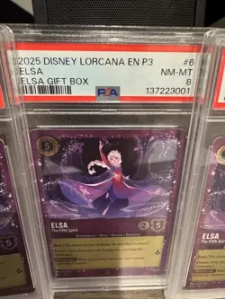 2025 DISNEY LORCANA EN P3 PROMO ELSA GIFT BOX #6 - THE FIFTH SPIRIT PSA 8 LOT x3 - Image 3