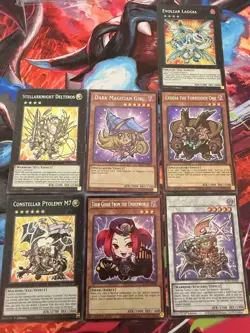Konami Yu-Gi-Oh! BLGG Chibi 1st Ed Foil 7-Card Lot Dark Magician Girl Exodia - Image 1