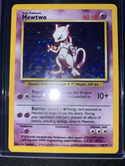 Pokemon Mewtwo TCG Base Set Holo Unlimited Rare Card 10/102 1999 LP Condition - Image 1