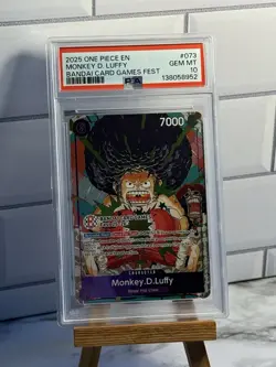 2025 One Piece EN #073 Monkey D Luffy Gem MT BANDAI Card Games Fest Promo PSA 10 - Image 1