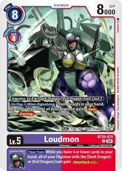 1x BT20-075 Loudmon Special Booster 2.5 Digimon Card Game x1 - Image 1