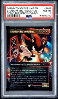 2025 MTG SECRET LAIR DROP SONIC: FRIENDS & FOES-FOIL SHADOW THE HEDGEHOG PSA 8 - Image 1