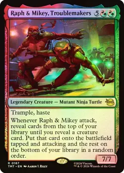 Magic The Gathering MTG RAPH & MIKEY, TROUBLEMAKERS FOIL TMNT NM Near Mint - Image 1
