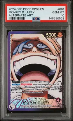 2024 ONE PIECE OP09-EMPERORS IN THE NEW WORLD ALT ART #061 MONKEY D LUFFY PSA 10 - Image 1