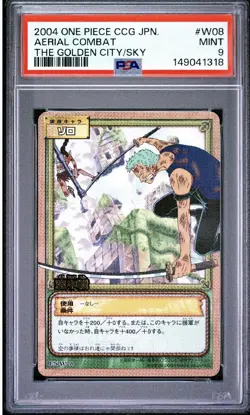 PSA 9 2004 BANDAI ONE PIECE CCG THE GOLDEN CITY IN THE SKY AERIAL COMBAT W08 - Image 1