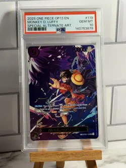 25 ONE PIECE OP13 CARRYING ON HIS WILL OP09-119 MONKEY D LUFFY PSA 10 SP ALT ART - Image 1