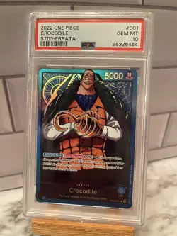 Crocodile Foil - ST03-001 - ERRATA - One Piece TCG - PSA 10 GEM MT - Image 1