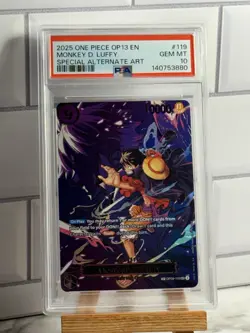 25 ONE PIECE OP13 CARRYING ON HIS WILL OP09-119 MONKEY D LUFFY PSA 10 SP ALT ART - Image 1