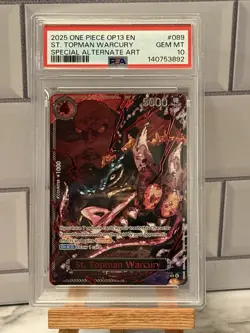 One Piece English OP-13 Red Parallel God Demon Pack Sequential PSA 10 - Image 5