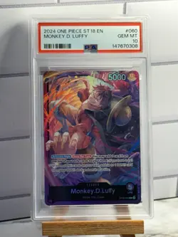 One Piece Monkey D Luffy OP05-060 ST18 PSA 10 GEM MINT - Image 1