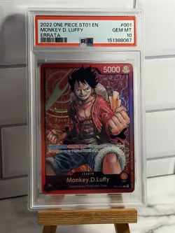 2022 ONE PIECE STARTER DECK ST01-STRAW HAT CREW ERRATA MONKEY D. LUFFY PSA 10 - Image 1