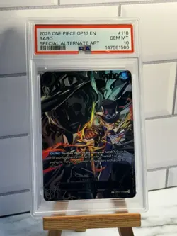2025 ONE PIECE OP13 EN SABO OP07-118 SPECIAL ALTERNATE ART PSA 10 - Image 1