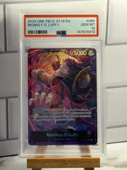 One Piece Monkey D Luffy OP05-060 ST18 PSA 10 GEM MINT - Image 1