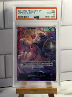 One Piece Monkey D Luffy OP05-060 ST18 PSA 10 GEM MINT - Image 1
