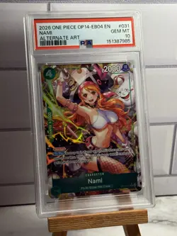 One Piece - Nami OP14-031 Azure Sea's Seven Alternate Art PSA 10 - Image 1