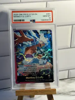 2025 One Piece TCG Monkey.D.Luffy ST26 OP09-061 Leader FOIL PSA 10 - Image 1