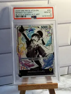 2025 ONE PIECE ST29 #001 EGGHEAD B&W MONKEY D. LUFFY LEADER PARALLEL PSA 10 - Image 1