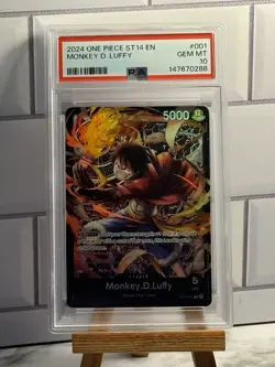 2024 ONE PIECE STARTER DECK ST14-3D2Y #001 MONKEY D. LUFFY PSA 10 - Image 1