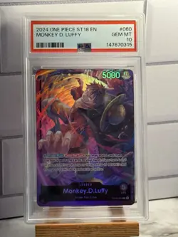 One Piece Monkey D Luffy OP05-060 ST18 PSA 10 GEM MINT - Image 1