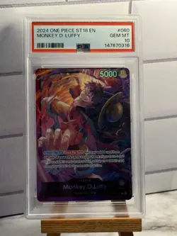 One Piece Monkey D Luffy OP05-060 ST18 PSA 10 GEM MINT - Image 1