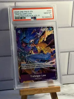 2026 ONE PIECE PROMOS ILLUSTRATION BOX VOL.6 P-093 TRAFALGAR LAW PSA 10 - Image 1