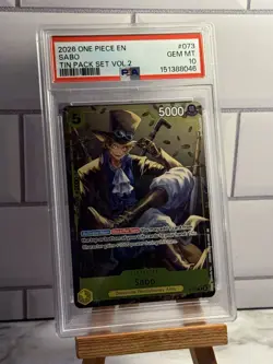 2026 ONE PIECE PROMOS TIN PACK SET VOL.2 P-073 SABO PSA 10 - Image 1