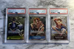 PSA 10 ONE PIECE TIN PACK SET VOL.2 #073 #074 #075 LUFFY SABO ACE SET - Image 1
