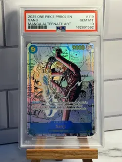 Bandai One Piece 2025 PRB02 EN OP06-119 Sanji Manga Alt Art Foil PSA 10 - Image 1