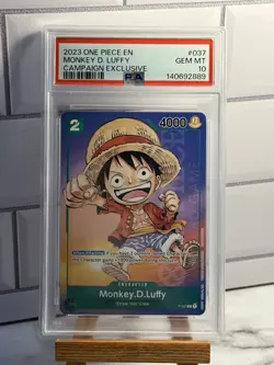2023 ONE PIECE PROMOS CAMPAIGN EXCLUSIVE #037 MONKEY D. LUFFY PSA 10 - Image 1