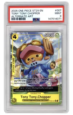 Bandai One Piece CCG Tony Tony Chopper ST29-007 Alt Art Foil EN PSA 9 - Image 1