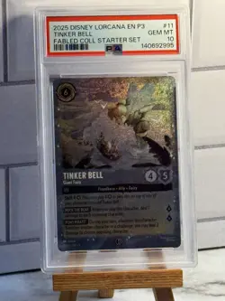 Tinker Bell Giant Fairy Glimmer Foil Promo Fabled Starter Disney Lorcana PSA 10 - Image 1