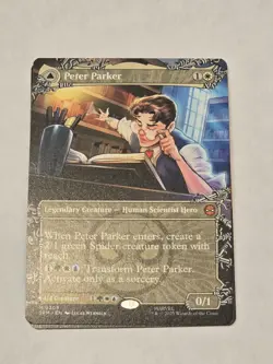 🔥 Borderless Peter Parker Non-Foil Spider-Man MTG Magic the Gathering NM/M!! - Image 1