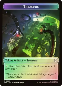 Foil 4x Treasure/Human Citizen Token, MTG, Spider-Man Tokens, 4 pack, Magic - Image 1