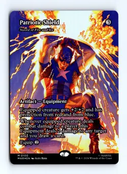 Patriotic Shield (Borderless Foil) 100 (M) MTG Marvel Universe Eternal-Legal MAR - Image 1