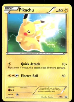 2011 Pokemon Pikachu Rare Black And White Promo BW54 DMG - Image 1