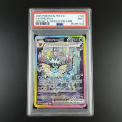 PSA 9 Vaporeon ex 149/131 Prismatic Evolutions SIR Graded Pokemon Card - Image 1