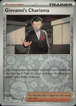 GIOVANNI'S CHARISMA 161/165 UNCOMMON 151 POKEMON REVERSE HOLO NM - Image 1