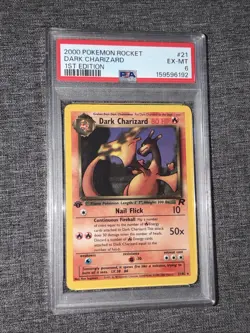 2000 POKEMON ROCKET DARK CHARIZARD 1ST EDITION PSA EX-MT 6 21/82 Non Holo - Image 1