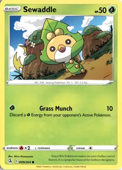 Sewaddle 009/264 SWSH08: Fusion Strike Pokemon Card TCG - Image 1