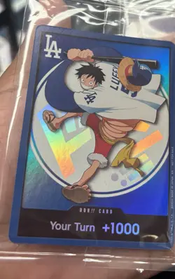 Bandai One Piece CCG Monkey D. Luffy Dodgers Card Promo Holo English 7/2 - Image 1