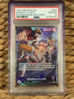 2024 ONE PIECE PROMO-PSA MAGAZINE EXCLUSIVE #060 MONKEY D. LUFFY PSA 10 - Image 1