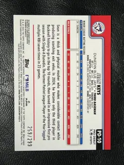 SEAN KEYS 2025 Topps Pro Debut Purple Foil Auto 259/299 PD-10 - Image 2