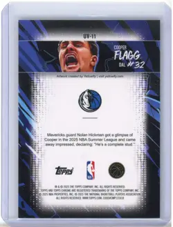 COOPER FLAGG 2025-26 TOPPS CHROME ULTRA VIOLET ROOKIE CASE HIT SSP - Image 2