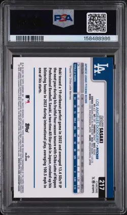 2025 Topps Chrome - Roki Sasaki #217 RayWave Refractor (RC) PSA 9 L.A. Dodgers - Image 2