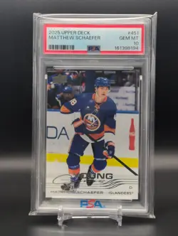 2025-26 Upper Deck Series 2 - Young Guns Matthew Schaefer #451 (RC) PSA 10 - Image 1