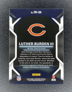 Luther Burden III 46/50 - 2025 Panini Certified Rookies Mirror Blue Bears - Image 2