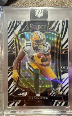 2025 Panini Select - Premier Level Jayden Reed #166 Zebra Shock Prizm - Image 1