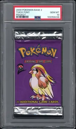 2000 Pokemon Base 2 "Thick Font" Pidgeot PSA 10 Booster Pack GEM MINT! Free Ship - Image 1